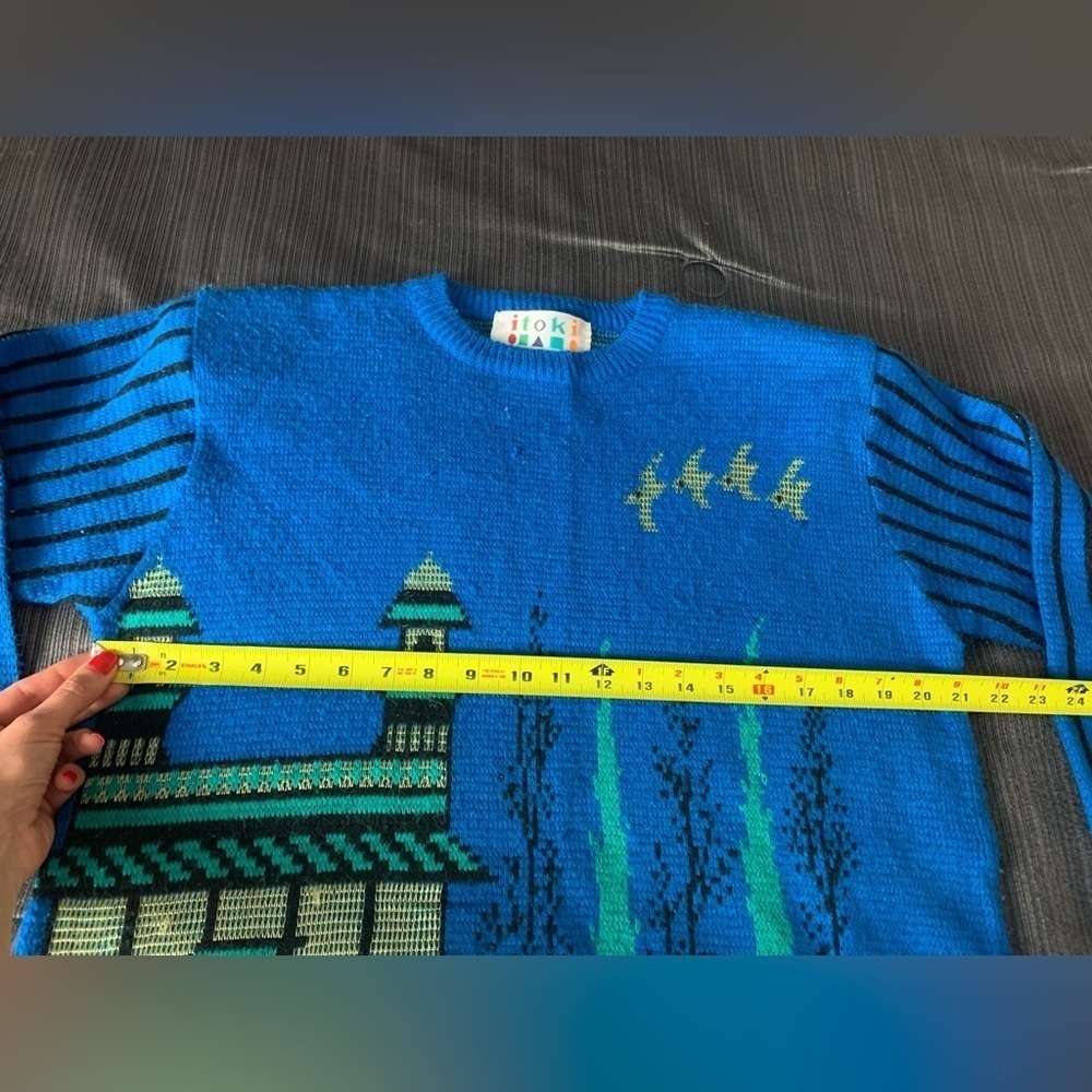 Vintage Y2K Itoki Japanese Tokyo Sakura Sweater Dress Blue - Picture 10 of 11